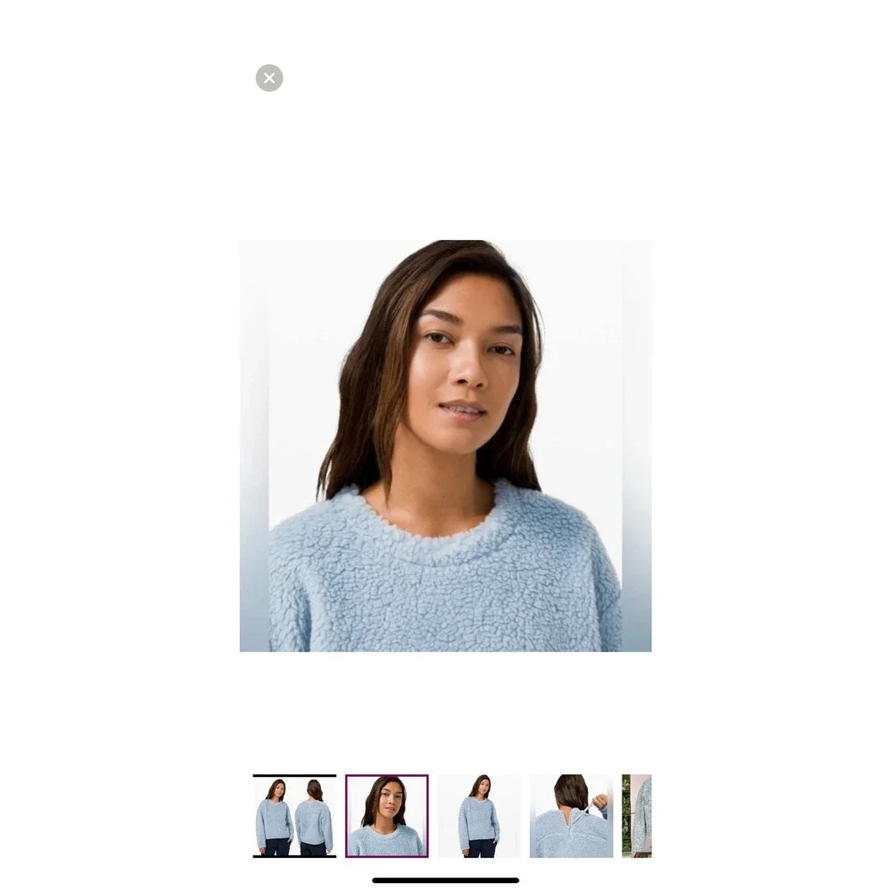 Lululemon Wool Whenever Crew Sweater Blue Fleece Back Zip Size‎ 4 LW3CHMS
